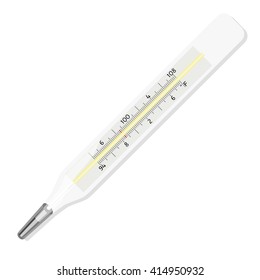 Thermometer vector icon. Illustration realistic mercury thermometer fahrenheit isolated on white background