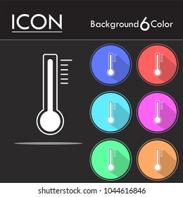 Thermometer vector icon isolated on six color background.