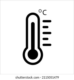 Thermometer vector icon. Thermometer to measure temperature icon. Thermometer icon for weather. Flat design icon thermometer