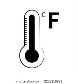 Thermometer vector icon. Thermometer to measure temperature fahrenheit icon. Thermometer icon for weather. Thermometer icon flat design