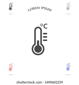 Thermometer vector icon. Thermometer for measuring the temperature of icons. The thermometer icon for weather. Thermometer icon flat design.
