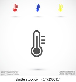 Thermometer vector icon. Thermometer for measuring the temperature of icons. The thermometer icon for weather. Thermometer icon flat design.