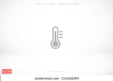 Thermometer vector icon. Thermometer for measuring the temperature of icons. The thermometer icon for weather. Thermometer icon flat design.