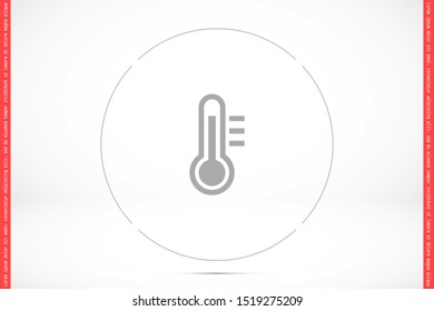 Thermometer vector icon. Thermometer for measuring the temperature of icons. The thermometer icon for weather. Thermometer icon flat design.
