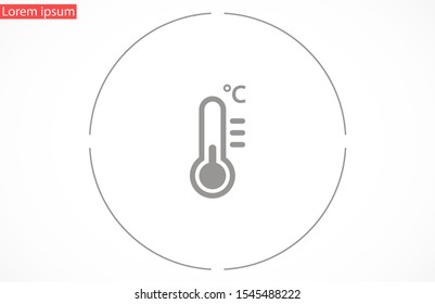 Thermometer vector icon. Thermometer for measuring the temperature of icons. The thermometer icon for weather. Thermometer icon flat design.