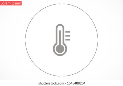 Thermometer vector icon. Thermometer for measuring the temperature of icons. The thermometer icon for weather. Thermometer icon flat design.