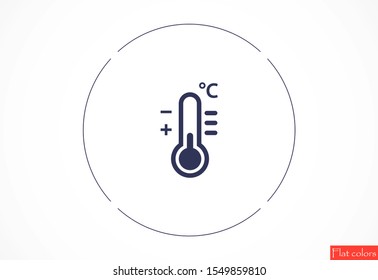 Thermometer vector icon. Thermometer for measuring the temperature of icons. The thermometer icon for weather. Thermometer icon flat design.