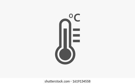 Thermometer vector icon. Thermometer for measuring the temperature of icons. The thermometer icon for weather. Thermometer icon flat design.
