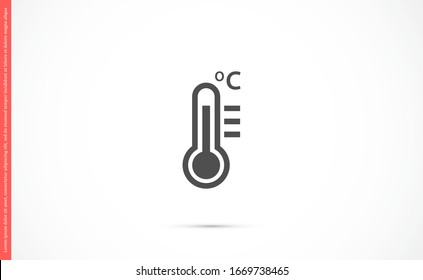 Thermometer vector icon. Thermometer for measuring the temperature of icons. The thermometer icon for weather. Thermometer icon flat design.