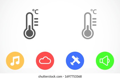 Thermometer vector icon. Thermometer for measuring the temperature of icons. The thermometer icon for weather. Thermometer icon flat design.
