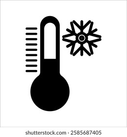 Thermometer vector icon. Thermometer for measuring temperature icon. Thermometer icon for cold weather. Thermometer icon flat design