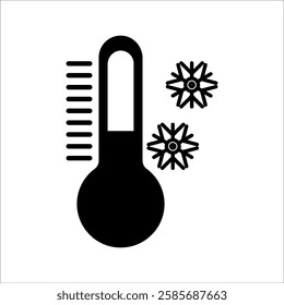 Thermometer vector icon. Thermometer for measuring temperature icon. Thermometer icon for cold weather. Thermometer icon flat design