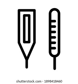 Icono del vector termómetro, termómetro médico para controlar la fiebre, Icono del glifo termómetro electrónico. Símbolo de silueta. Medición de la temperatura corporal. Espacio negativo. Ilustración aislada de Raster