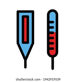 Thermometer Vector Icon, Medical thermometer to check fever, Electronic thermometer glyph icon. Silhouette symbol. Body temperature measuring. Negative space. Raster isolated illustration