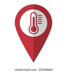 Thermometer - vector icon; red map  pointer