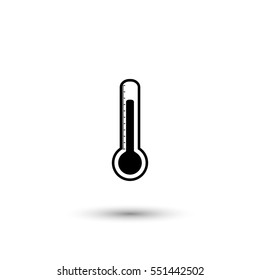 Thermometer vector icon with round  shadow