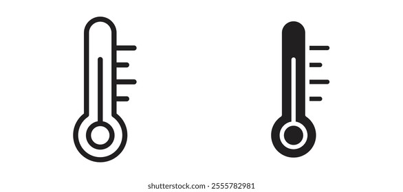 Thermometer vector icon set in black color.