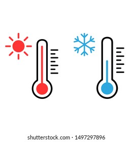 Thermometer Vector Icon Set. Hot And Cold Weather Illustration Symbol Collection.