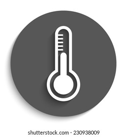 Thermometer   - vector icon with shadow on a round grey button