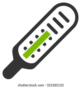 Thermometer vector icon. Style is bicolor flat symbol, eco green and gray colors, rounded angles, white background.