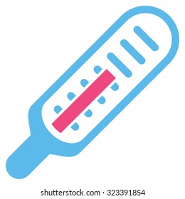 Thermometer vector icon. Style is bicolor flat symbol, pink and blue colors, rounded angles, white background.
