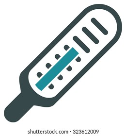 Thermometer vector icon. Style is bicolor flat symbol, soft blue colors, rounded angles, white background.
