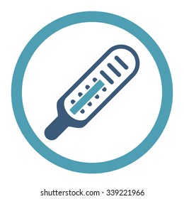 Thermometer vector icon. Style is bicolor flat rounded symbol, cyan and blue colors, rounded angles, white background.