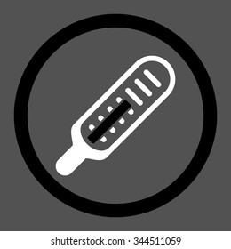 Thermometer vector icon. Style is bicolor flat rounded symbol, black and white colors, rounded angles, gray background.