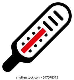 Thermometer vector icon. Style is bicolor flat symbol, intensive red and black colors, rounded angles, white background.