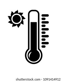 thermometer vector icon and sun symbol