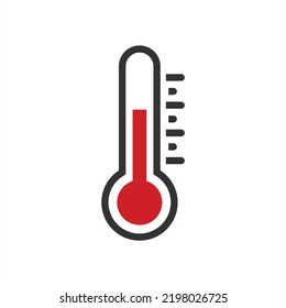 Thermometer vector icon with temperature half scale for weather or medicine

