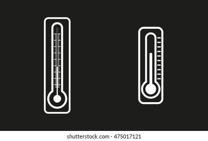 Thermometer vector icon. White illustration isolated on black background for graphic and web design.