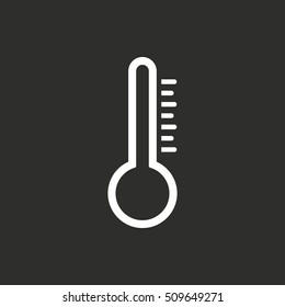 Thermometer vector icon. White illustration isolated on black background for graphic and web design.