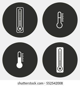 Thermometer vector icon. White illustration isolated on black background for graphic and web design.