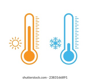 Thermometer vector icons. Thermometer with cold and hot symbols. Vector illustration