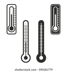 Thermometer vector icons set. Black illustration isolated for graphic and web design.