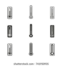 Thermometer vector icons set. Black illustration isolated for graphic and web design.