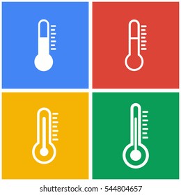Thermometer vector icons set. White illustration isolated for graphic and web design.