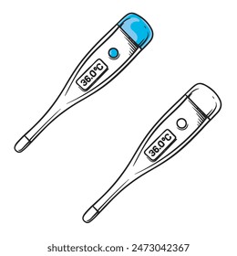 thermometer vector illustration on white background. Simple design outline style. Easy to edit