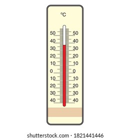 Thermometer, Vektorgrafik einzeln auf weißem Hintergrund für Bildung, Draufsicht