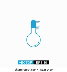 Thermometer vector. Isolated blue icon on white background.