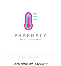 Thermometer Vector Logo For Pharmacy On A White Background