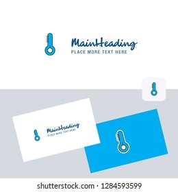Thermometer vector logotype with business card template. Elegant corporate identity. - Vector