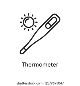 Thermometer vector outline Icon Design illustration. Medical Symbol on White background EPS 10 File