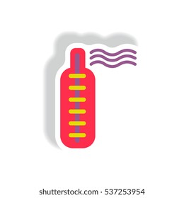 thermometer Vector paper sticker various symptoms of Zika high body temperature