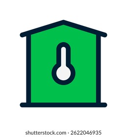 Vetor termômetro para medição de temperatura e monitoramento do clima. Ilustração com termômetro de mercúrio. Conceito de acompanhamento do tempo para uso diário. Ícone Linha Preenchida
