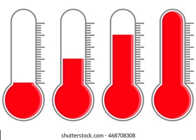 Thermometer. Vertical red temperature symbol. Vector illustration