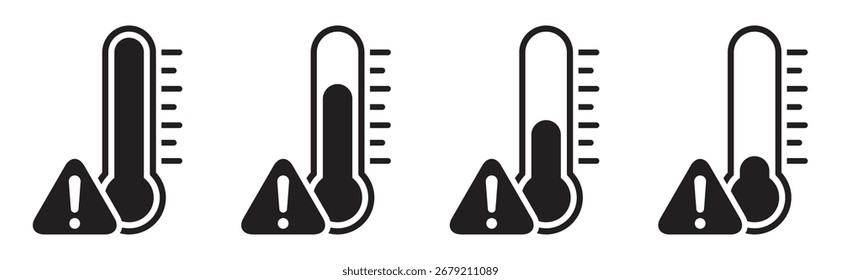 Thermometer warning Icon. Temperature icon, vector Illustration