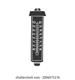 Thermometer Weather Icon Silhouette Illustration. Meteorology Vector Graphic Pictogram Symbol Clip Art. Doodle Sketch Black Sign.