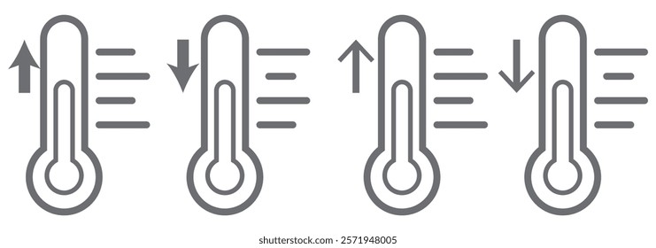 Thermometer, weather icon. Temperature thermometer icon collection. Weather thermometer icon or sign. Stock vector